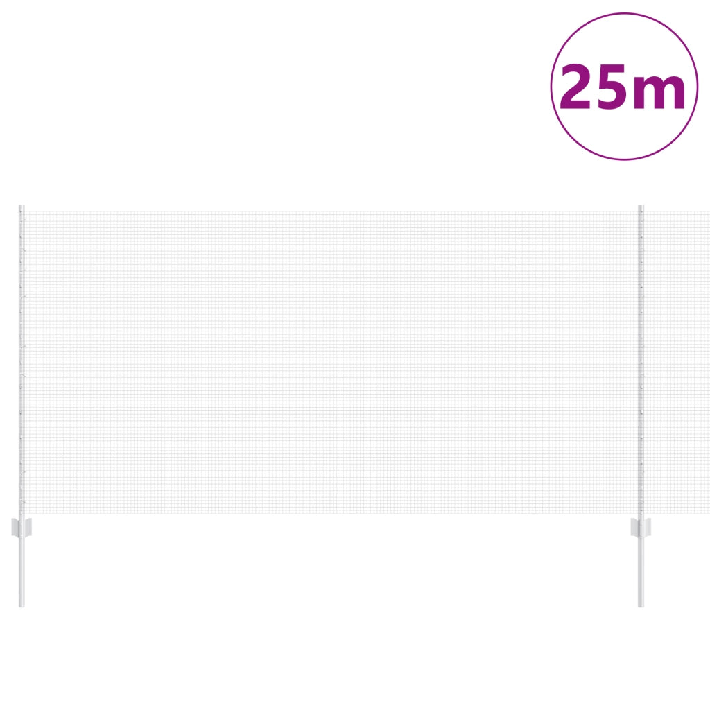 Recinzione in Filo Saldato con 22 Post U Argento 1.2x25 m Acciaio