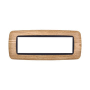 Placca Plastica Bombata Serie Space 7P Colore Legno Scuro Compatibile Con Bticino Living International