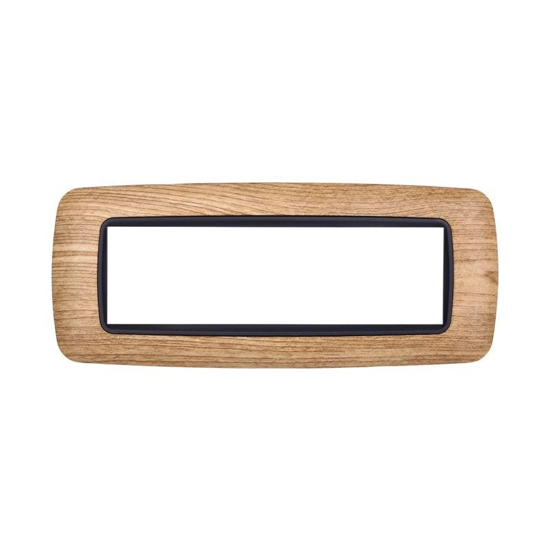 Placca Plastica Bombata Serie Space 7P Colore Legno Scuro Compatibile Con Bticino Living International