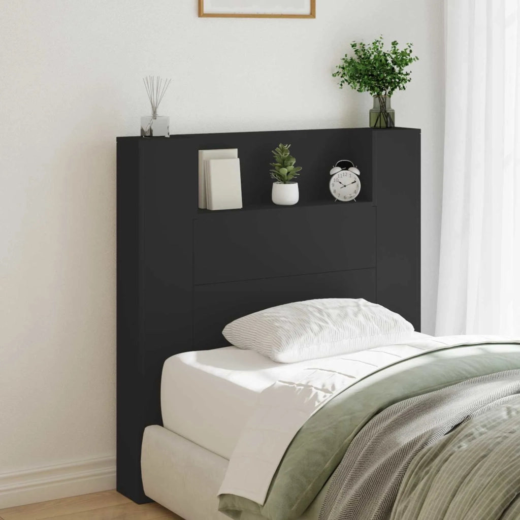 Testiera | Testata Nero 100 x 16,5 x 103,5 cm Legno multistrato