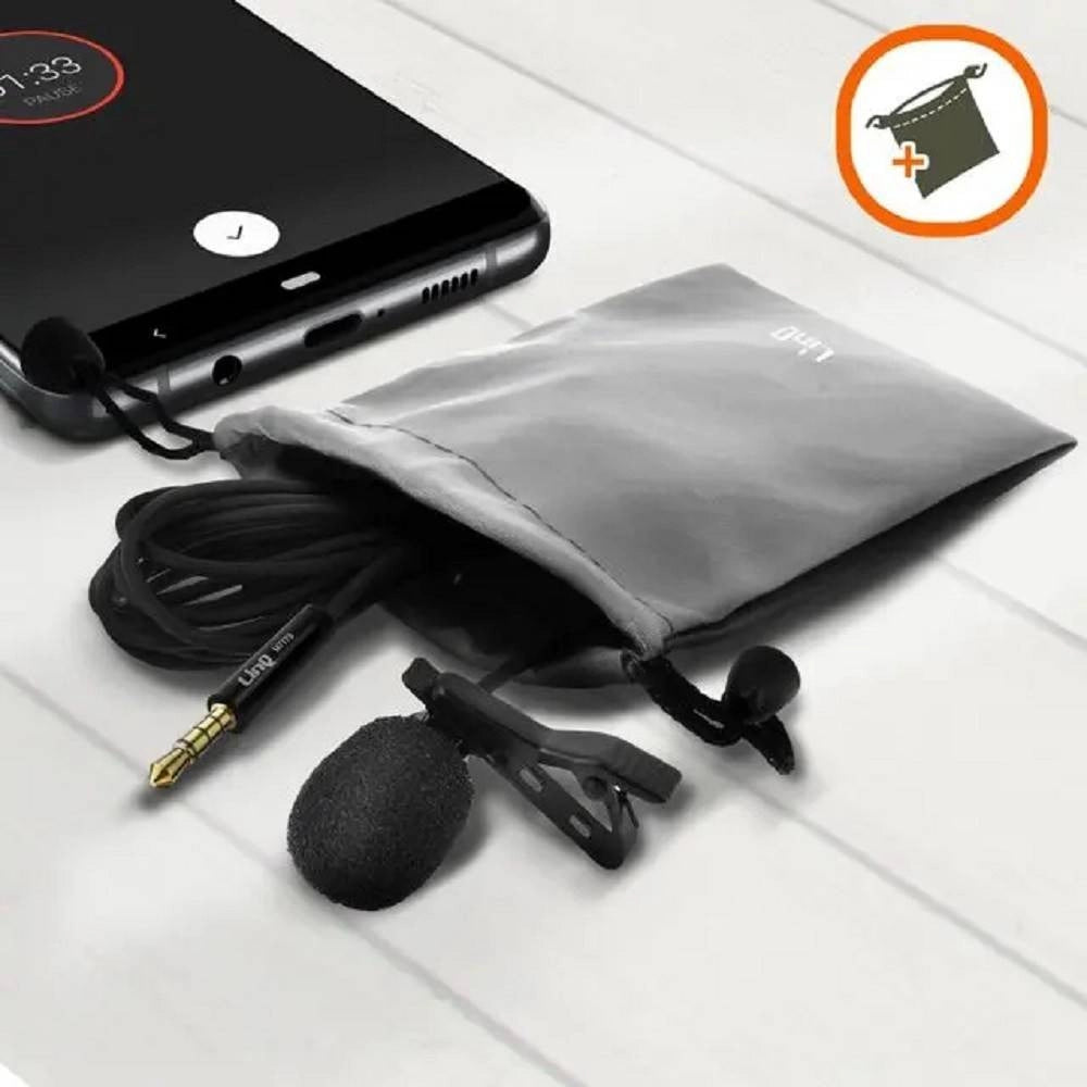 Trade Shop - Microfono Lavalier Con Clip Colletto Bavero 360° Smartphone Jack Da 3,5mm M7779 -