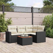 Set Divani da Giardino 5 pz con Cuscini in Polyrattan Nero 3256434