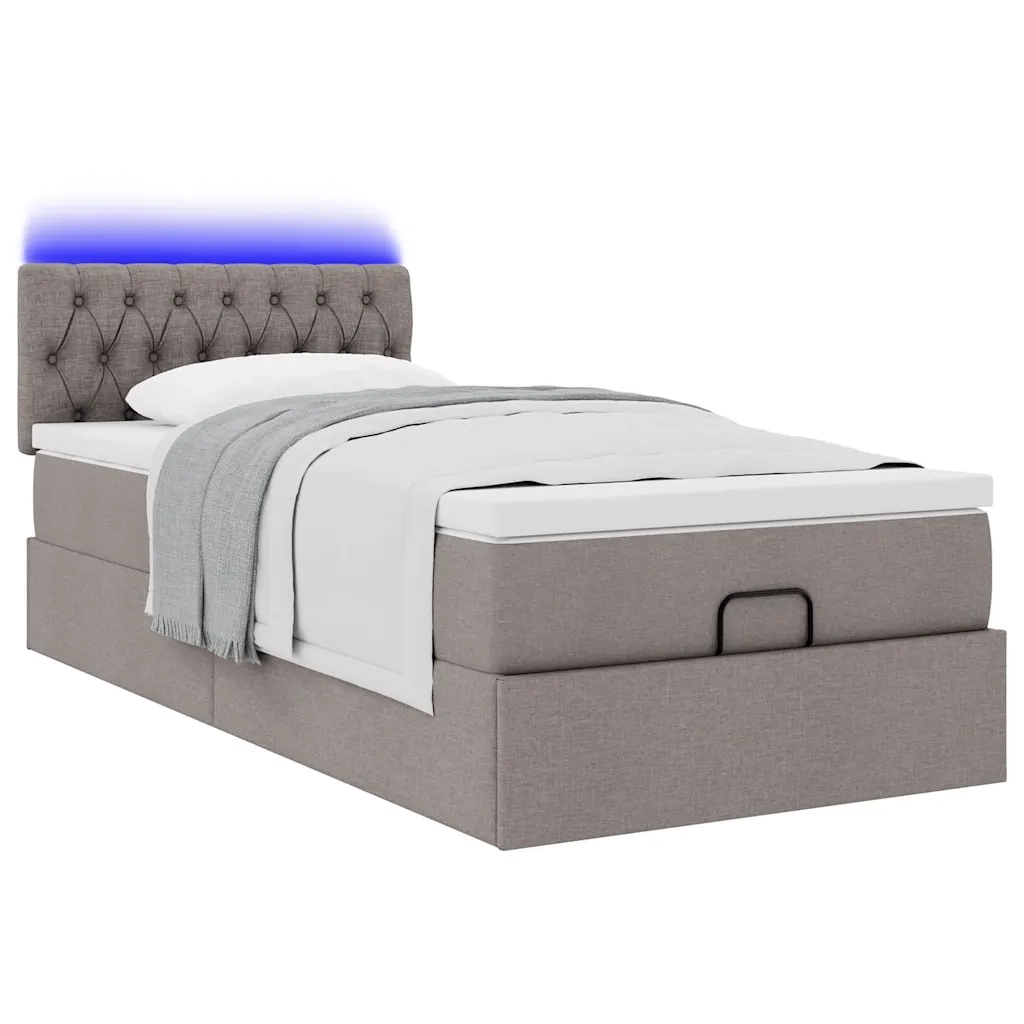 Pouf Letto con Materasso Tortora 100x200 cm in Tessuto