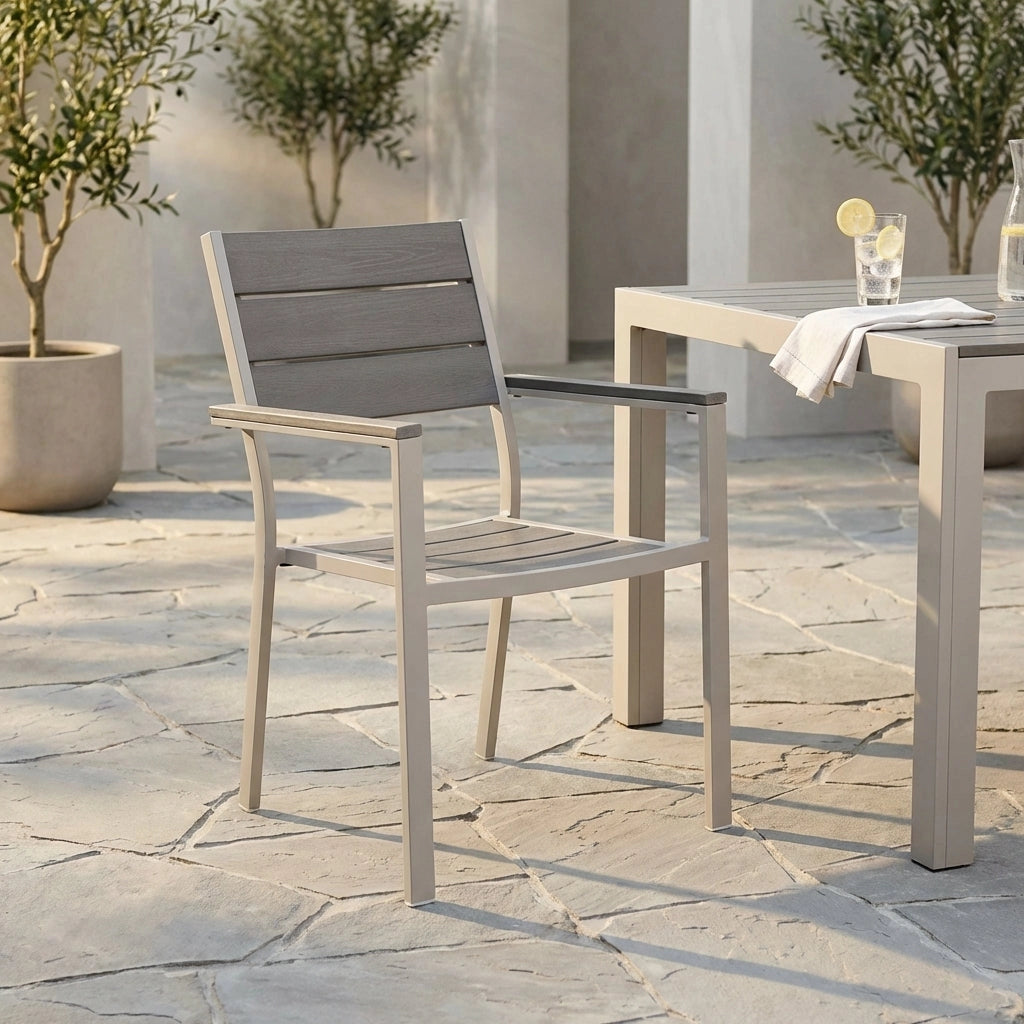 Poltrona da Giardino Impilabile in Alluminio Polywood cm 58x46 5x87 - RICHARD