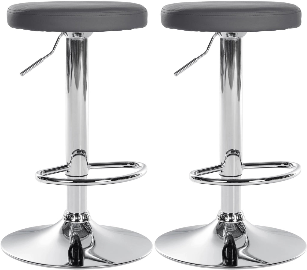 Set di 2 sgabelli da bar Ponte in similpelle grigio,Metallo in look cromato