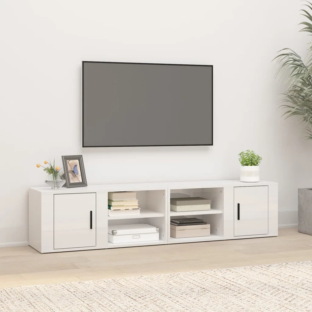 Mobili TV 2 pz | Armadietto TV | Mobile Porta TV Bianco Lucido 80x31,5x36cm in Legno Multistrato