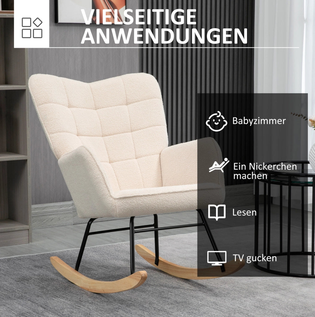 Poltrona a dondolo beige in poliestere, 71×98×101 cm