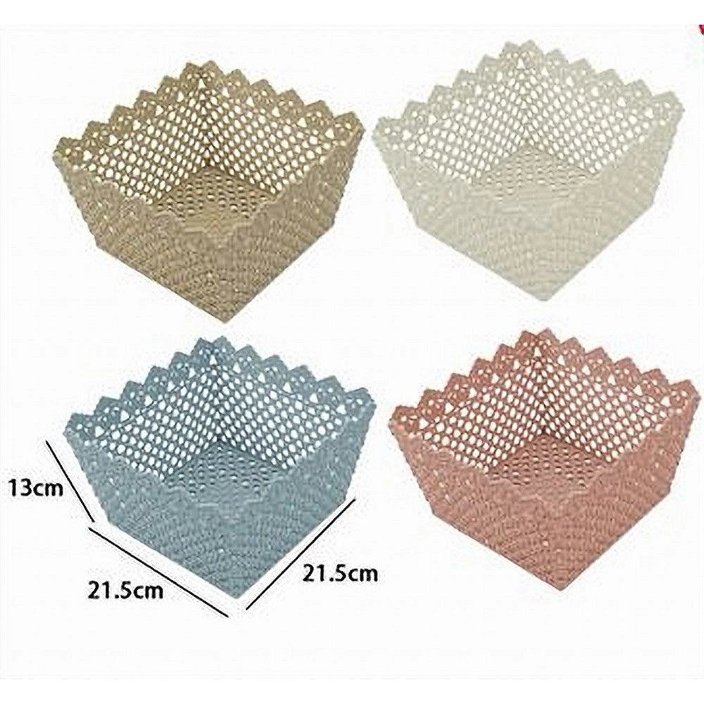 Trade Shop - Cestino Quadrato Porta Tutto Oggetti Multiuso In Plastica 21.5x21.5x13 Cm 79475 -