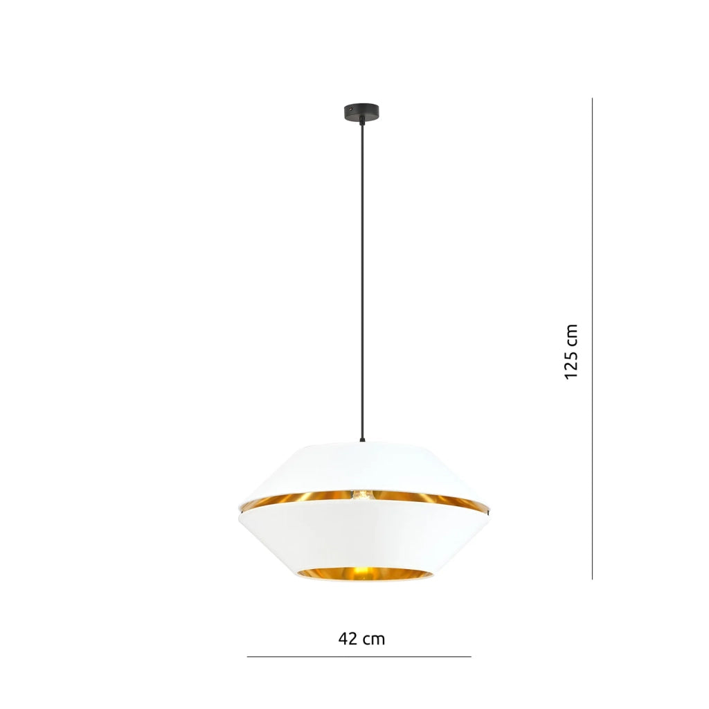 Sospensione Contemporanea 1 Luce Bellerofonte In Metallo Bianco E Oro