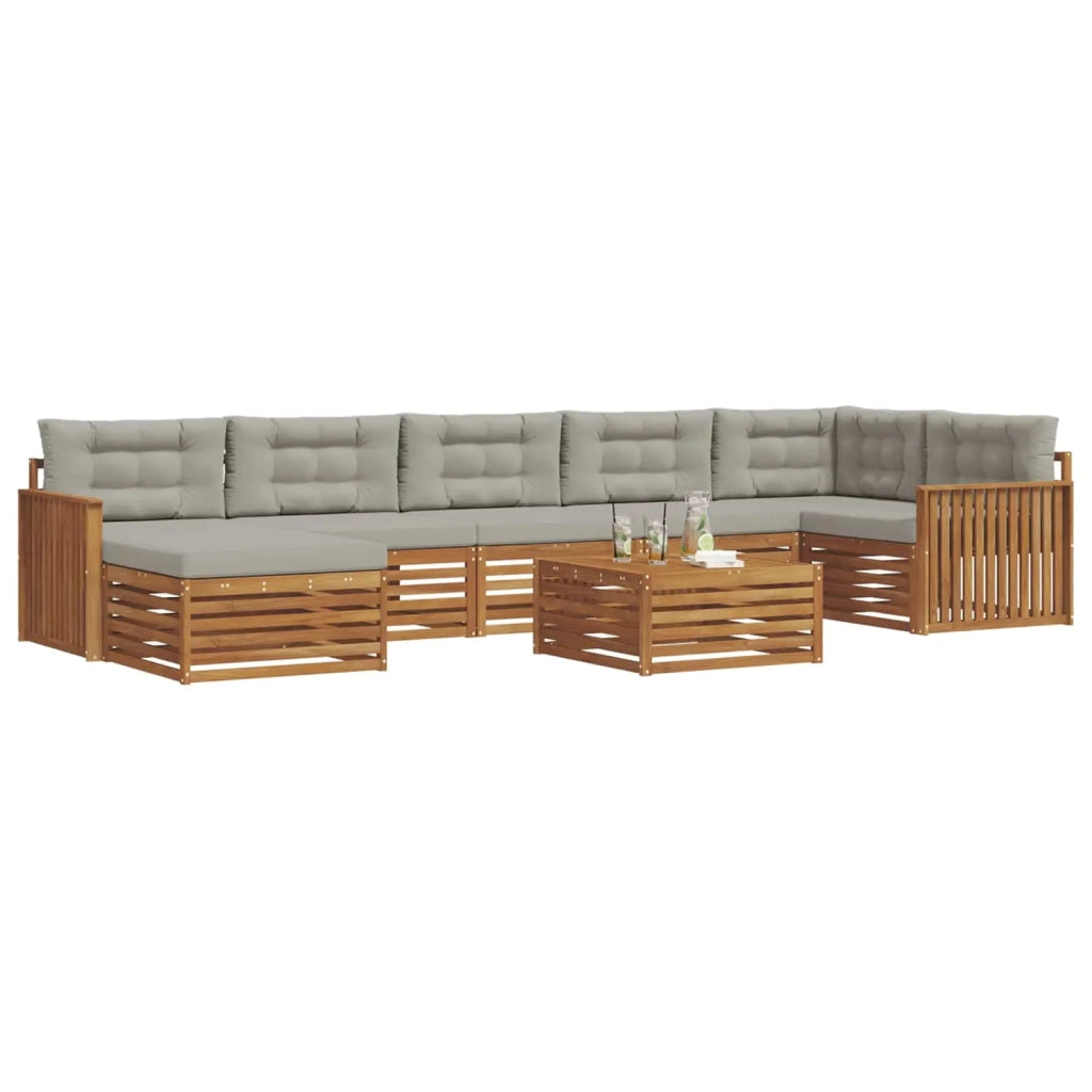 Set di divani da esterno 8 pcs Grigio Naturale e Chiaro 3373856
