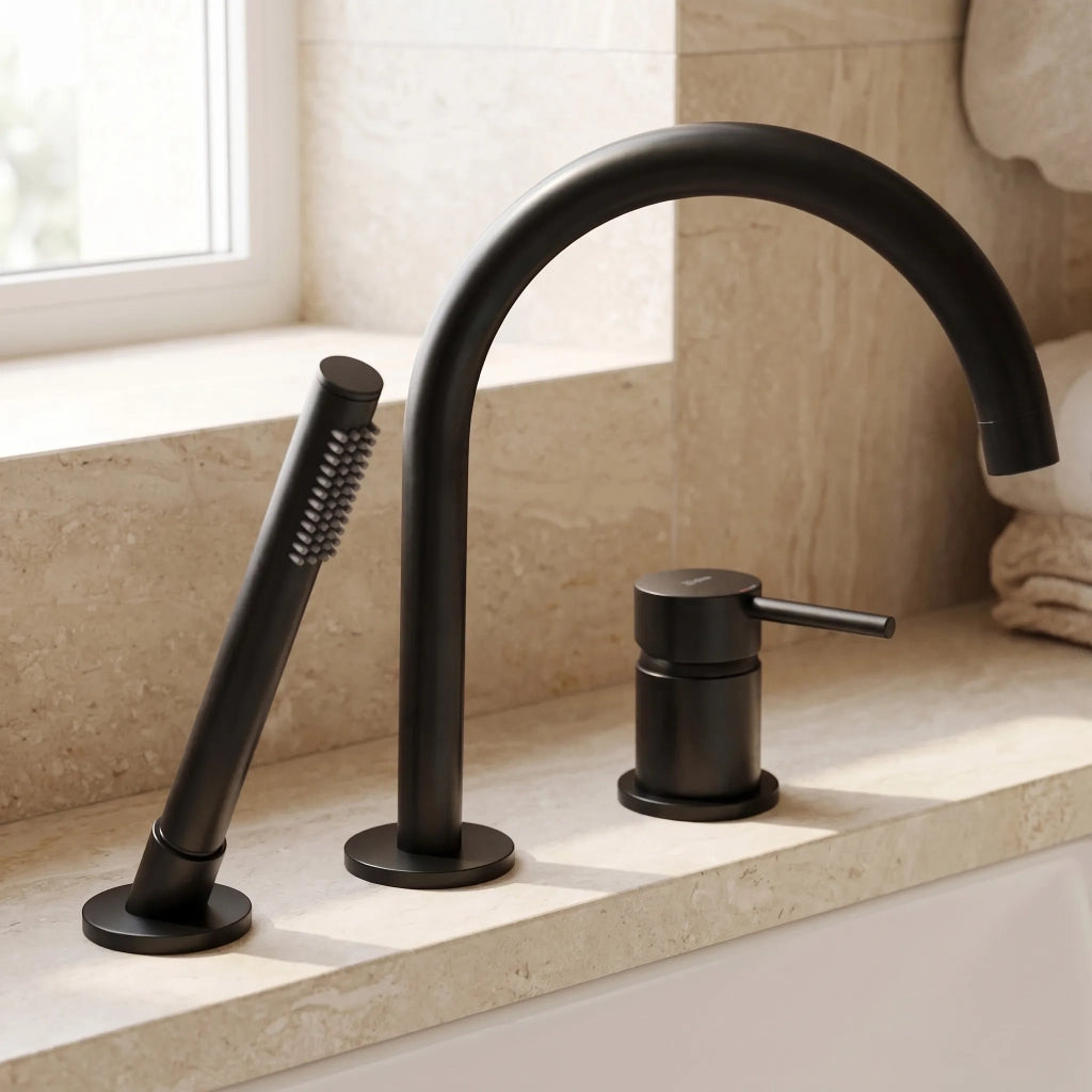 Rubinetto Per Vasca A 3 Fori Rea Lungo Black