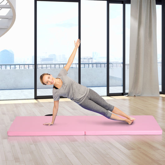 Tappetino Ginnastica Pieghevole 180x60x5 cm Materassino Fitness in PU Rosa