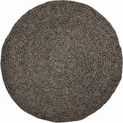 Tappeto in pelle naturale circolare - Nero - Pavimento in tessuto - Pavimento sostenibile - 200 cm x 200 cm x 2 cm