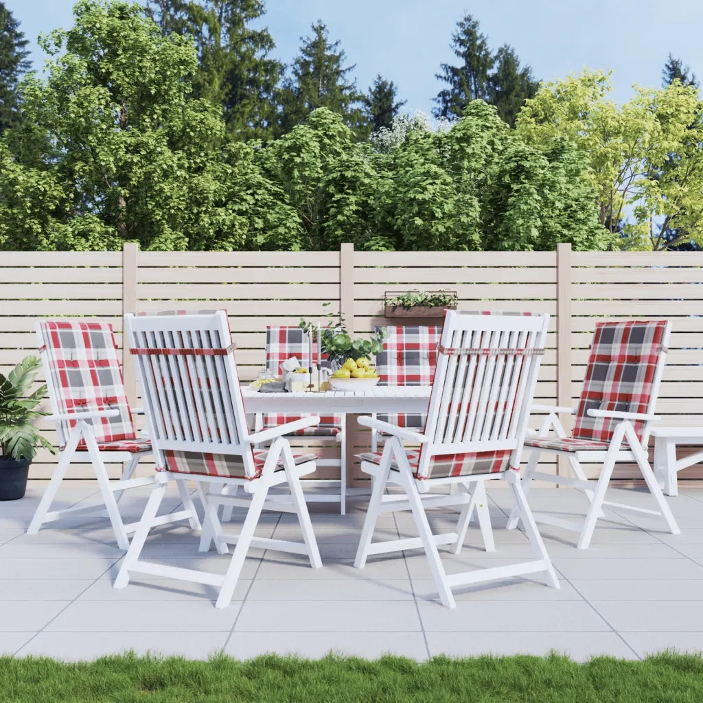 Cuscini per Sedie 6 pz Rossi a Quadri 120x50x3 cm in Tessuto 314127