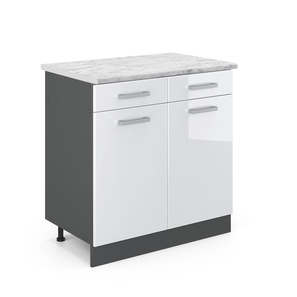 Vicco Mobiletto base per cucina Bianco lucido 80 cm PL Marmo