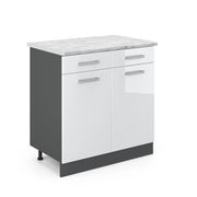 Vicco Mobiletto base per cucina Bianco lucido 80 cm PL Marmo
