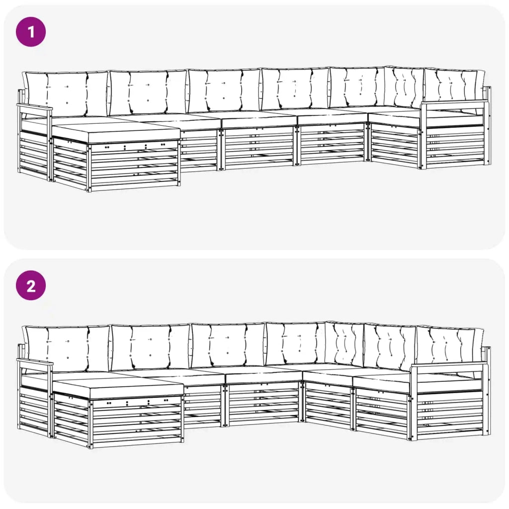 Set divani con cuscino 7 pcs Grigio Naturale e Chiaro 3373806