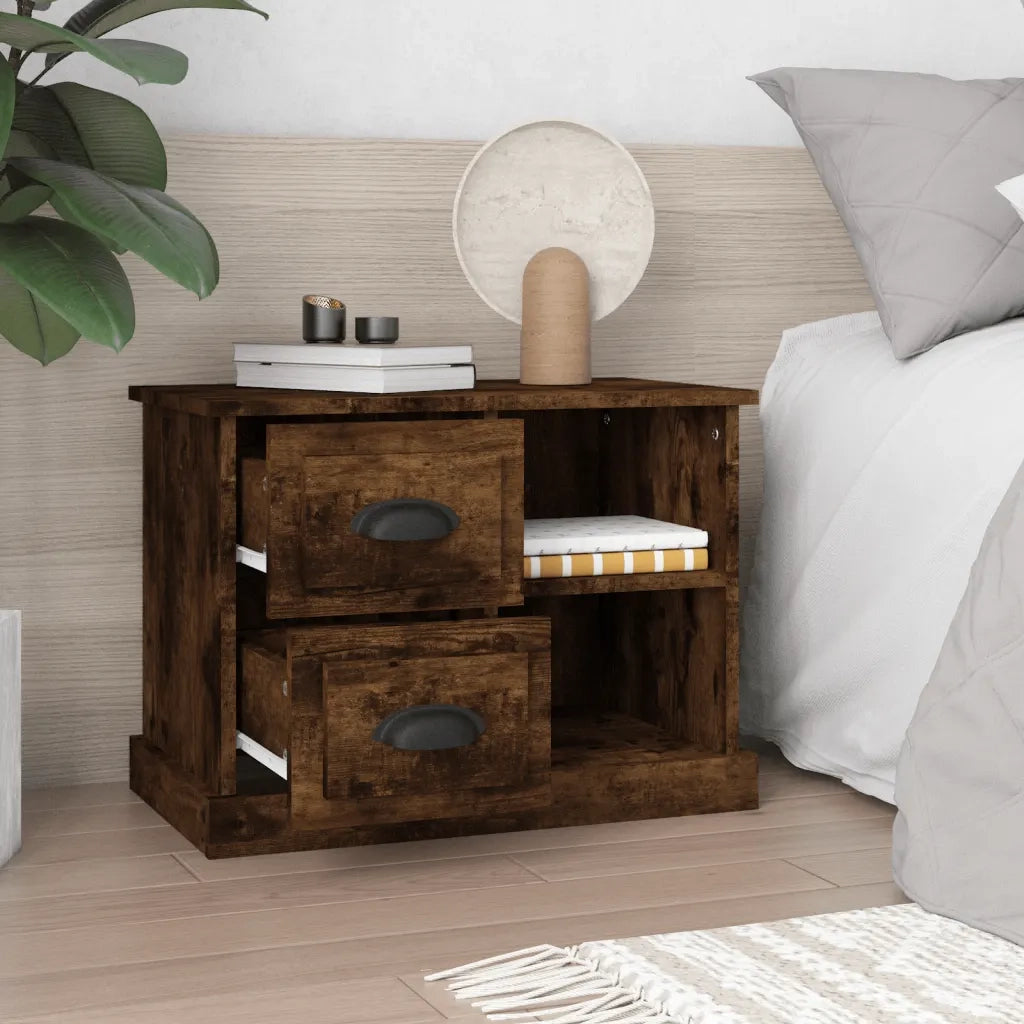 Comodino | Armadio da Notte | Mobiletto da notte Rovere Fumo 60x35,5x45 cm