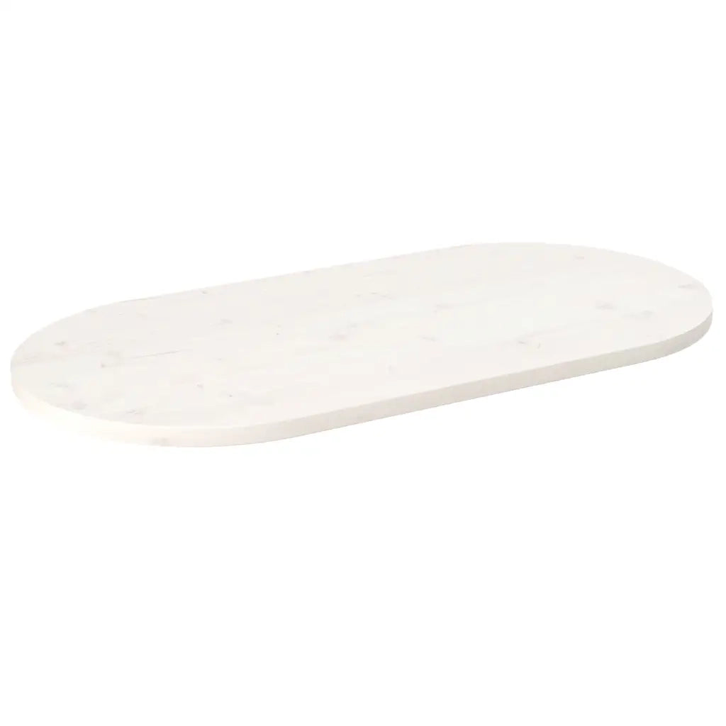 Piano Tavolo Bianco 90x45x2,5cm in Legno Massello di Pino Ovalecod mxl 120095