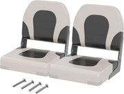 Set di 2 Sedie da Barca, Sedili da Barca Pieghevole Morbide Imbottite Spesse, Sedile Nautica Ergonomico per Imbarcazioni da Pesca, 51 x 42 x 49 cm, Bianco e Girigio