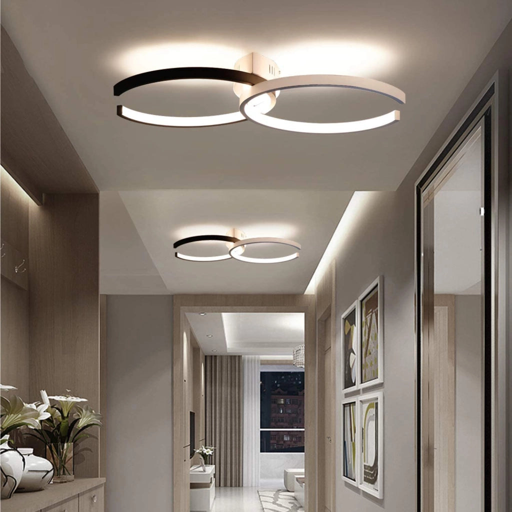 ZMH Lampada da soffitto 55cm ferro bianco nero per soggiorno sala pranzo camera letto