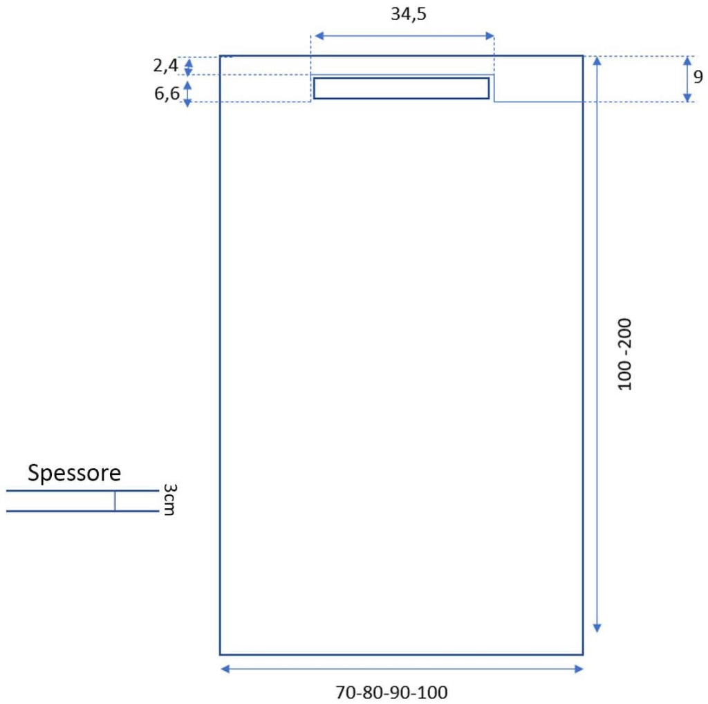 Piatto Doccia in Pietra 90x150 cm Bonussi Ardesia Calcutta Grigio Chiaro