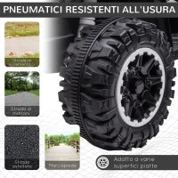 Quad per Bambini 3-5 Anni Elettrico 12V, 2 Velocità, Ruote Larghe con Clacson e Fari LED, Bianco