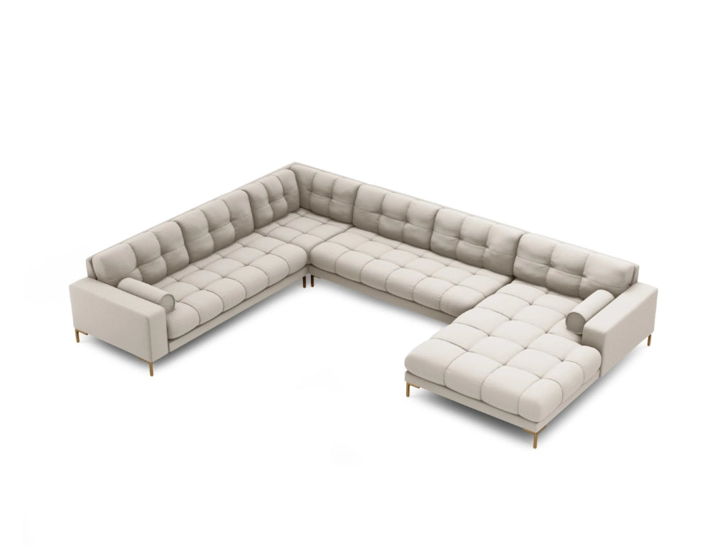 Cosmopolitan Design - Divano panoramico sinistro "Bali" 7 posti in tessuto strutturato beige 