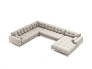 Cosmopolitan Design - Divano panoramico sinistro "Bali" 7 posti in tessuto strutturato beige 