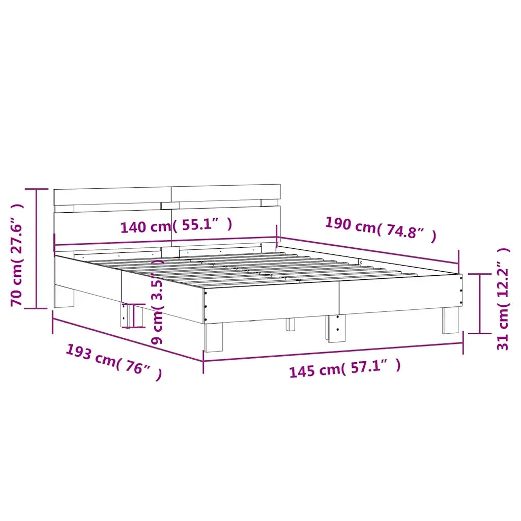 Giroletto Testiera Grigio Cemento 140x190 cm Legno Multistrato 3207437