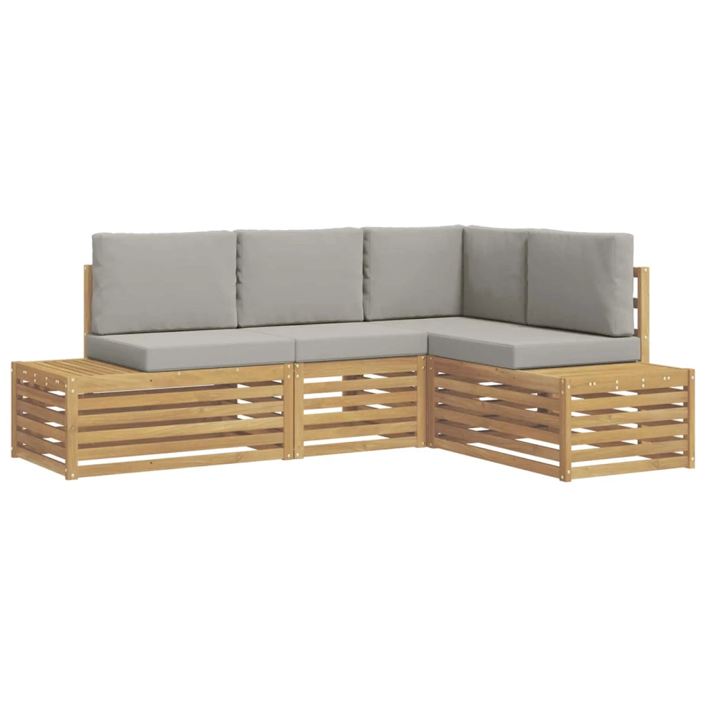 Set di divani da esterno 4 Pezzo Bianco e Grigio Chiaro 3392466