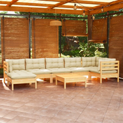 Set Divani da Giardino 8 pz con Cuscini Crema in Massello di Pino 3096556