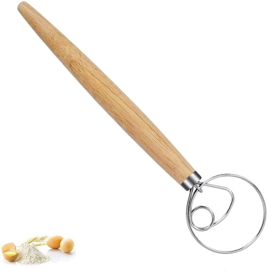 Garzella per pane in acciaio inossidabile, con manico in legno, garzella per impastare, per pane, panettone o pizza