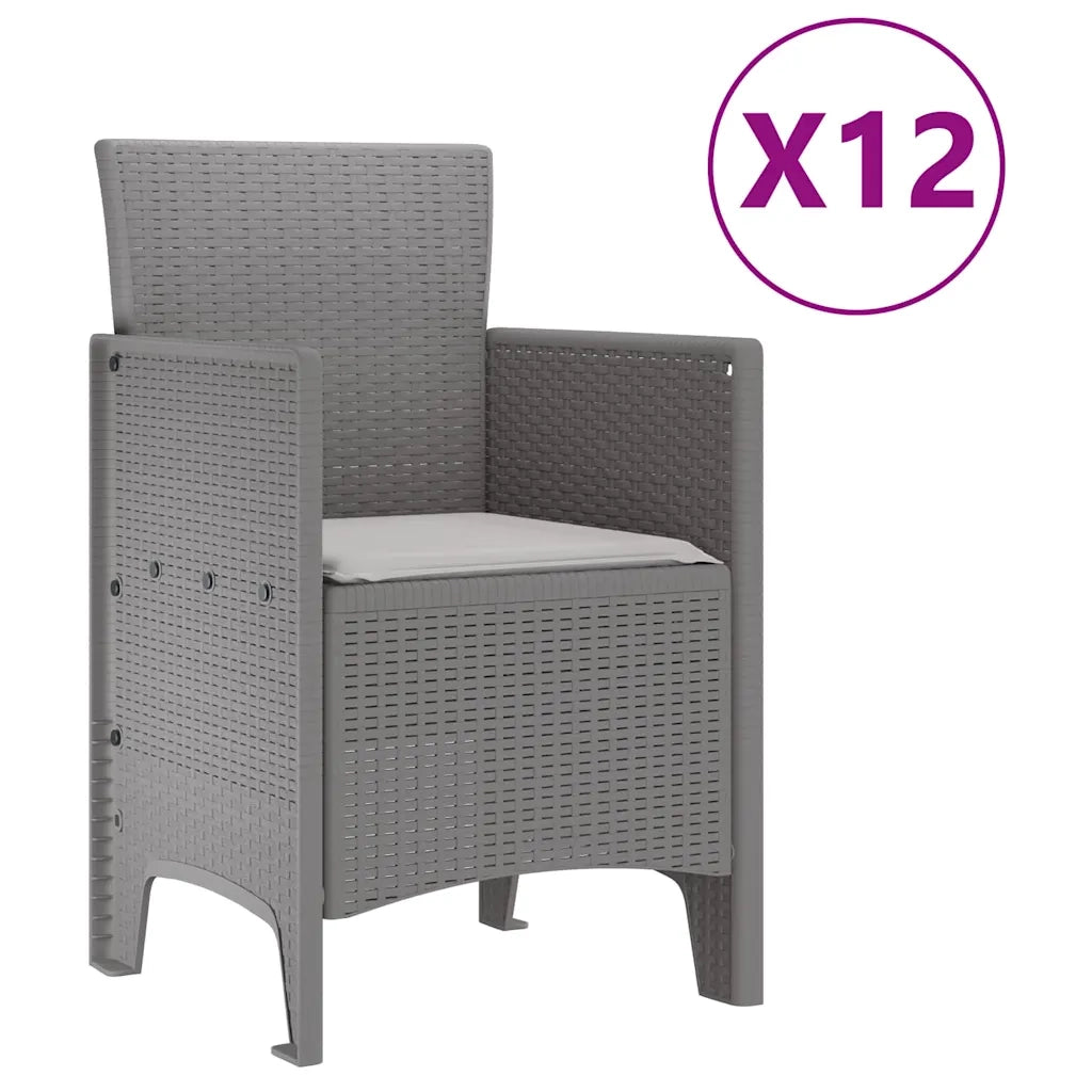 Set da Pranzo per Giardino 13 pcs Grigio chiaro Rattan Polt 3378789