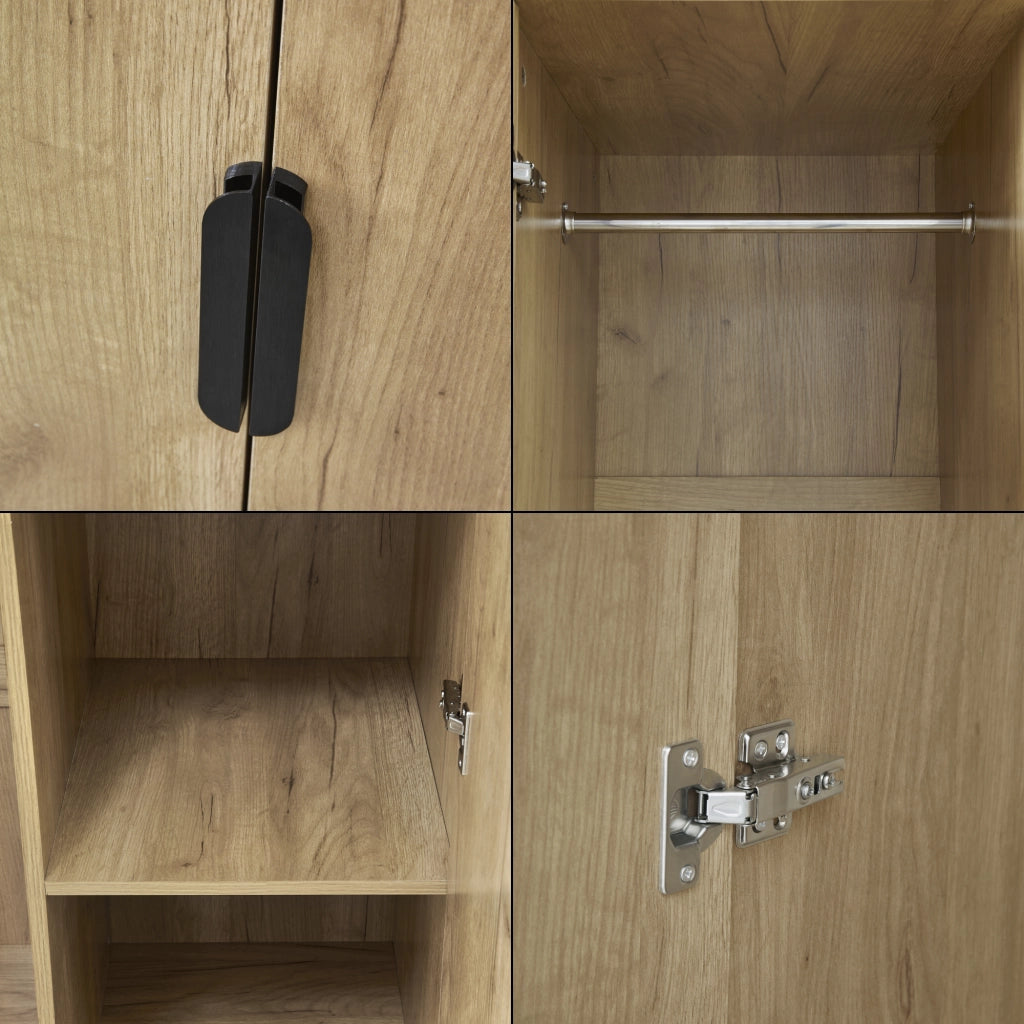 Armadio Guardaroba Eiselfing con 4 Scomparti 176 x 80 x 52 cm Effetto Rovere [en.casa]