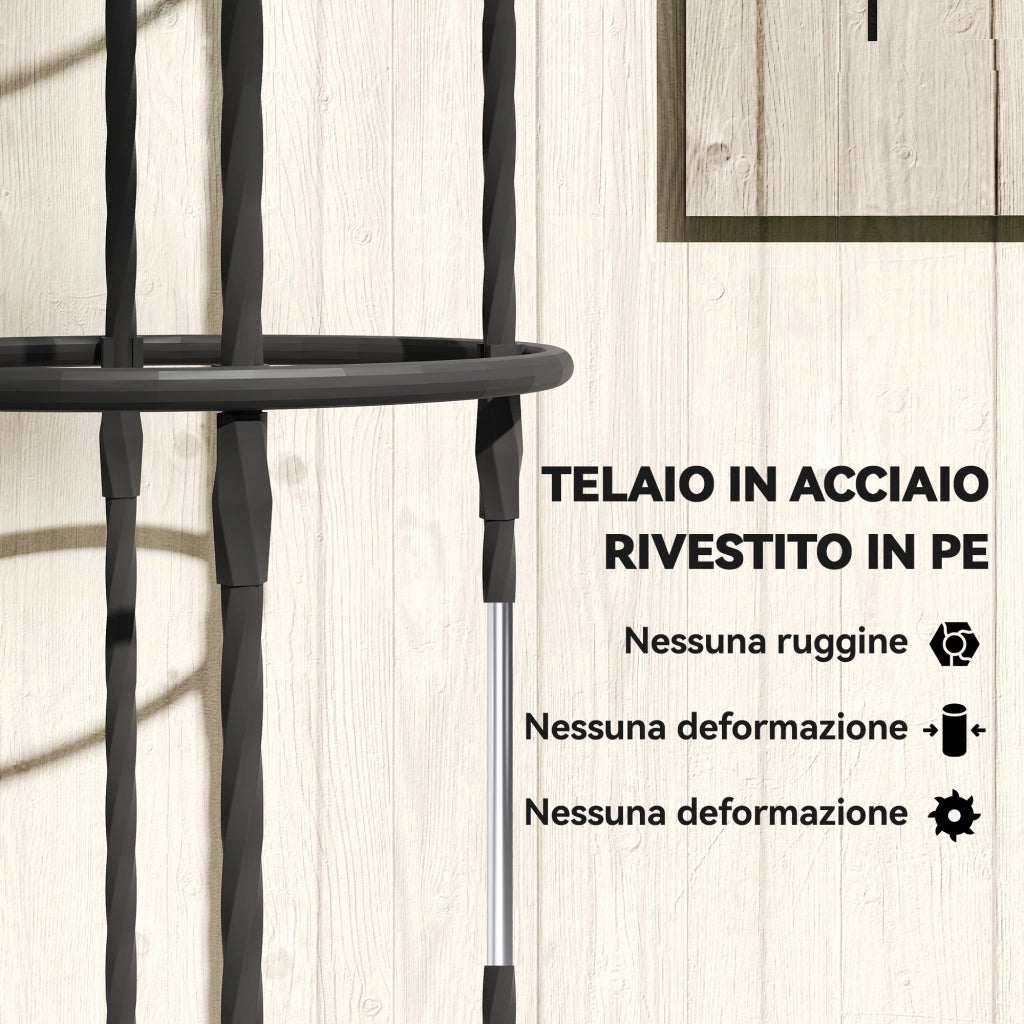 Set 2 Supporti per Piante Rampicanti Alti 170 cm in Acciaio Antiruggine Nero