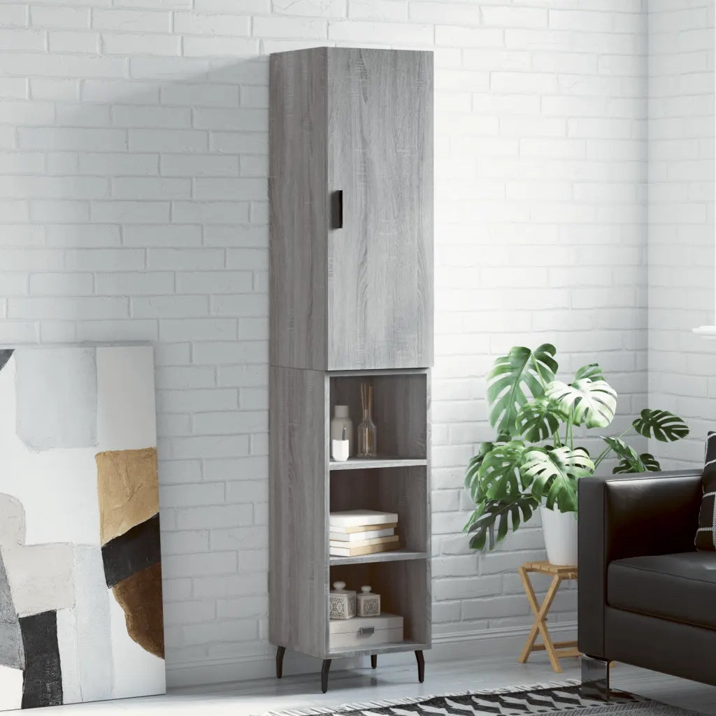 Credenza | Madia | Buffet da pranzo | Armadio da pranzo Grigio Sonoma 34,5x34x180 cm in Legno Multistrato