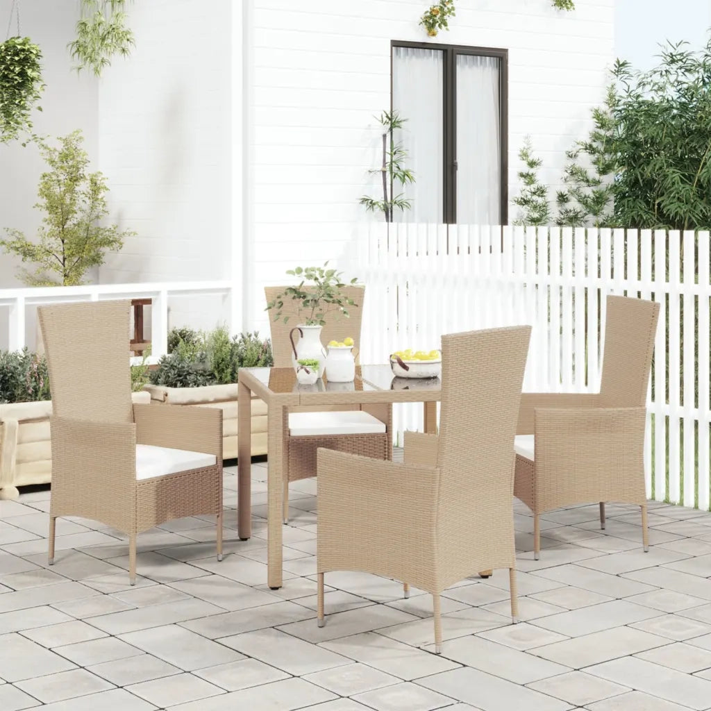 Sedie da Giardino con Cuscini 4 pz | Sedie da Esterno in Polyrattan Beige