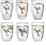 Vetrina termica a doppia parete per tè o latte macchiato con uccellino, 6 pezzi, 250 ml, in blu/rosa/verde/arancione/lilla/giallo