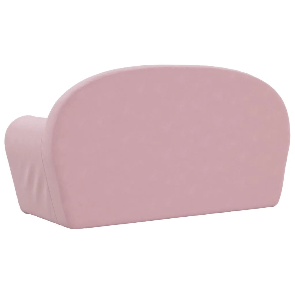Divano per Bambini a 2 Posti Rosa in Morbido Peluche 356991