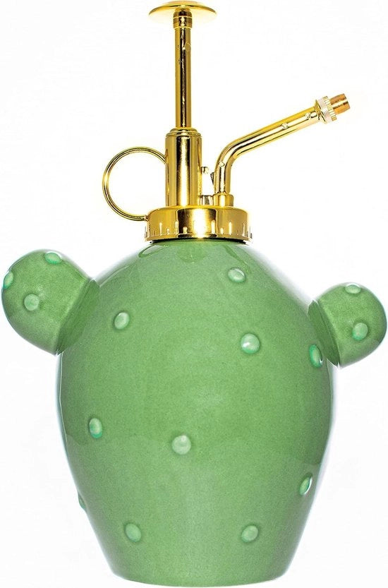 Spazzola idraulica per piante 500 ml con testa di spruzzo in ceramica e plastica - 20 cm x 135 cm - Verde cactus