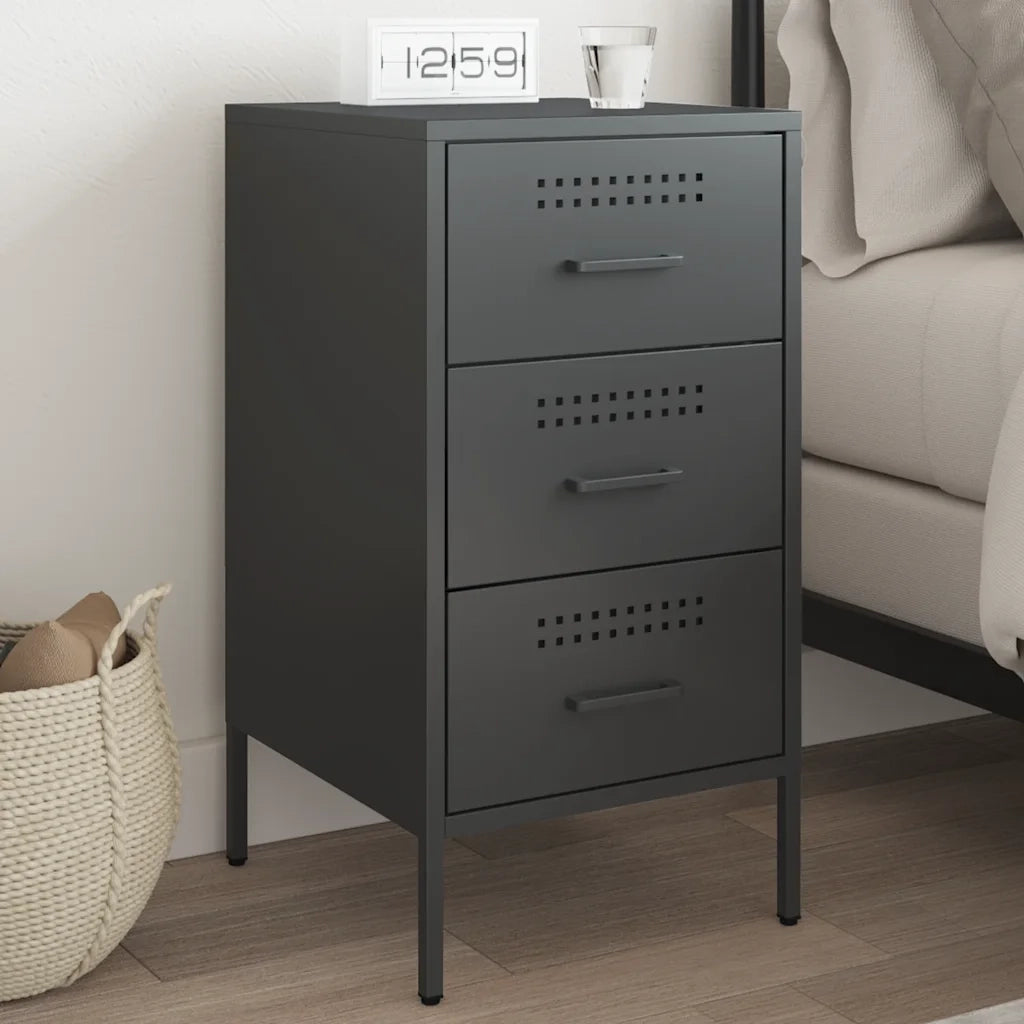 Comodino Nero 36x39x68 cm in Acciaio 843078