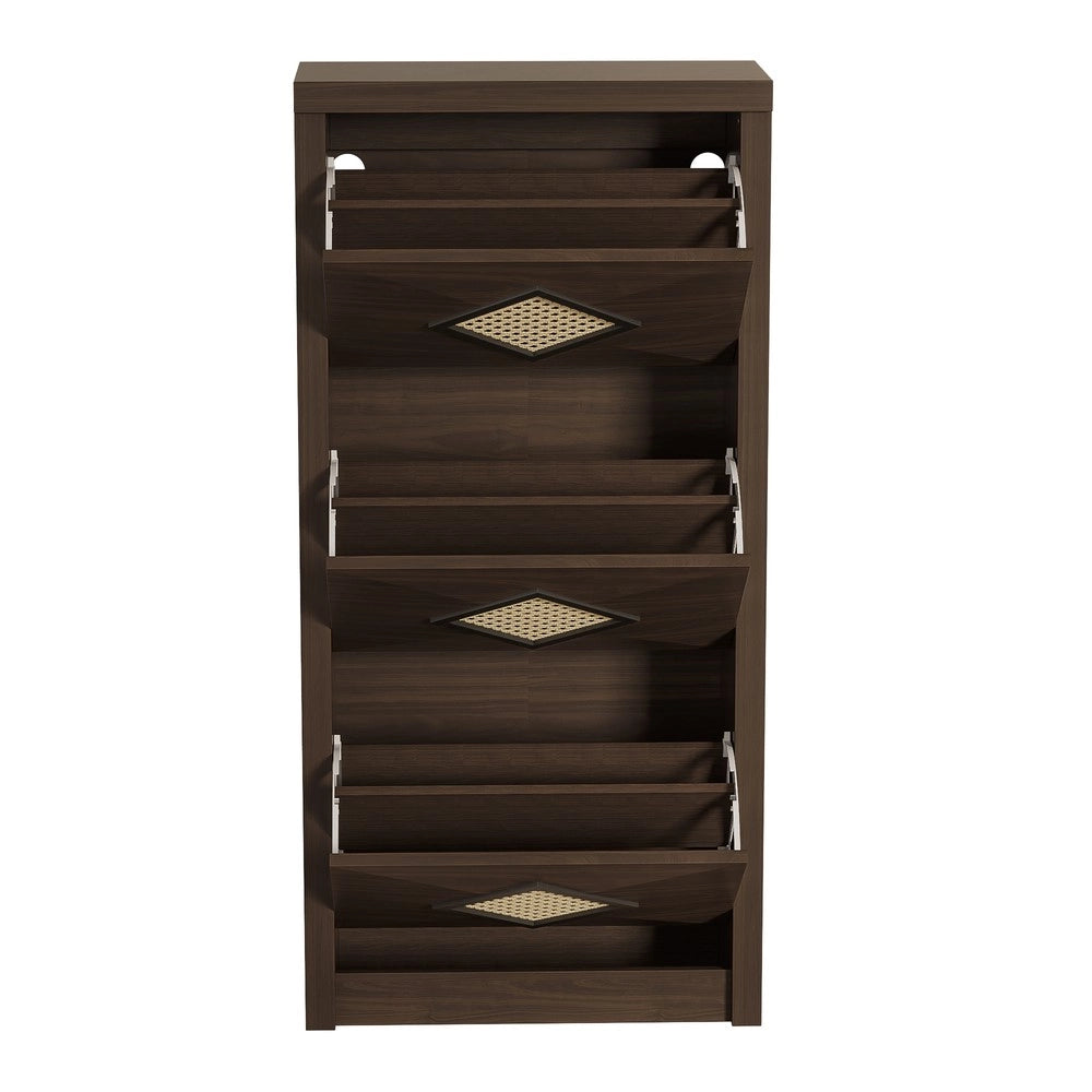 Scarpiera Vintage in Legno con Ante a Ribalta ¨C MINIMAL ¨C Marrone Scuro 54x25x115 cm