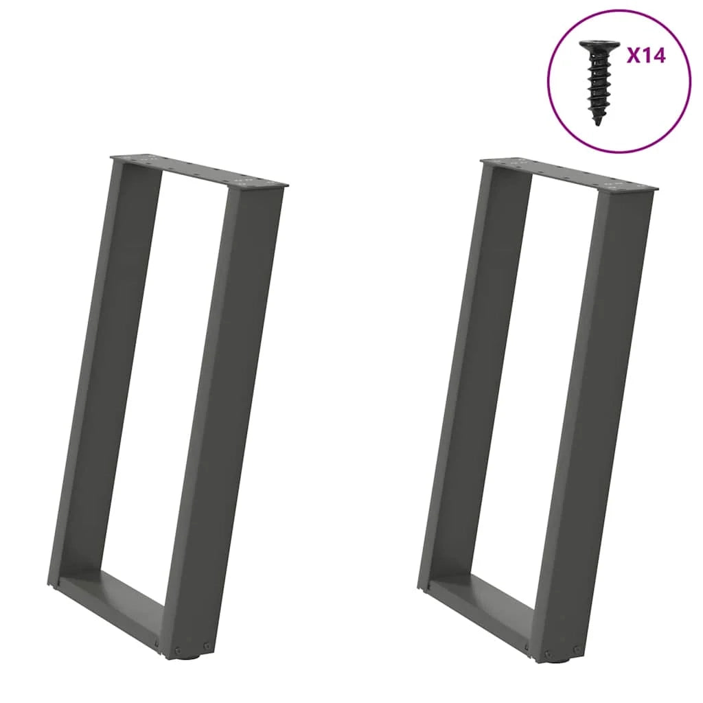 Set di 2 gambe regolabili per tavolo da pranzo a forma di U design moderno 60 x 72-73 cm acciaio antracite 02_0057070