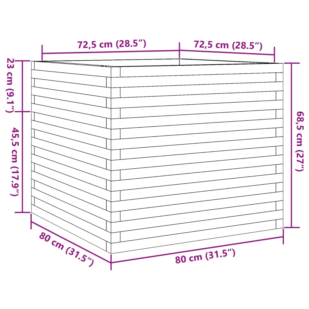 Fioriera Giardino Marrone Cera 80x80x68,5cm Legno Massello Pino 3282481