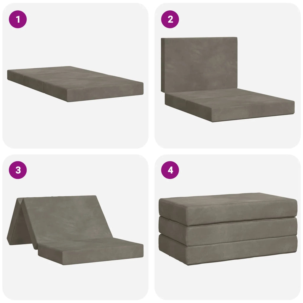 Divano Letto Pieghevole 80 x 67 x 45 cm Grigio Chiaro
