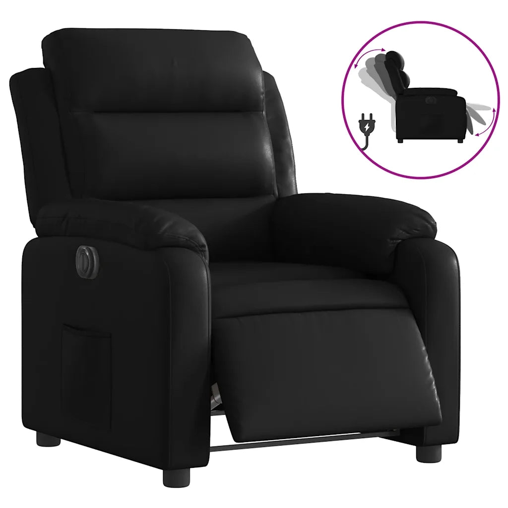 Divano Sedia-Poltrona Reclinabile Elettrica Nera in Similpelle 483781
