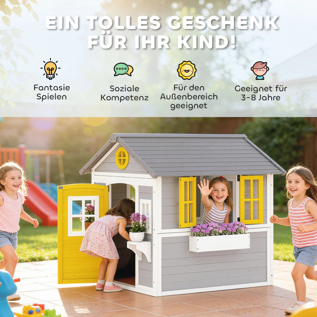Casetta Giardino Bambini in Legno ¨C zephmum ¨C Grigio 120x120x120