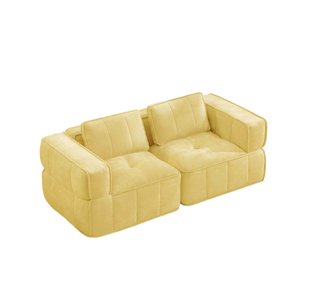 Divano modulare 198x93x67 cm con seduta profonda in poliestere giallo
