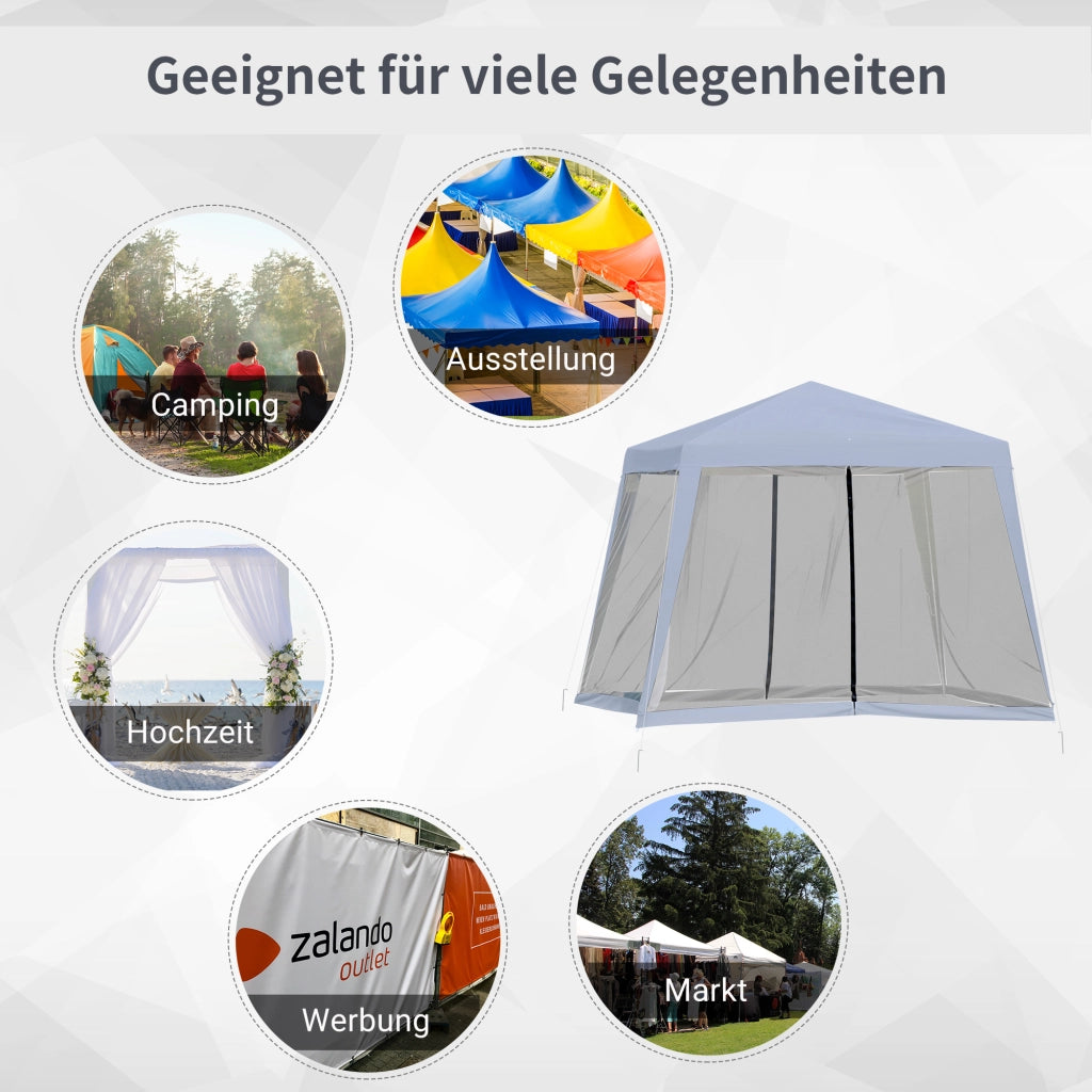 Gazebo da giardino ¨C zephmum ¨C grigio metallo + poliestere 3x3 m